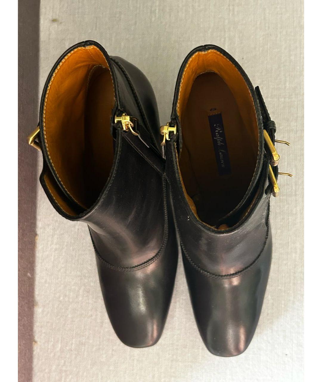 RALPH LAUREN Черные кожаные ботильоны, фото 3