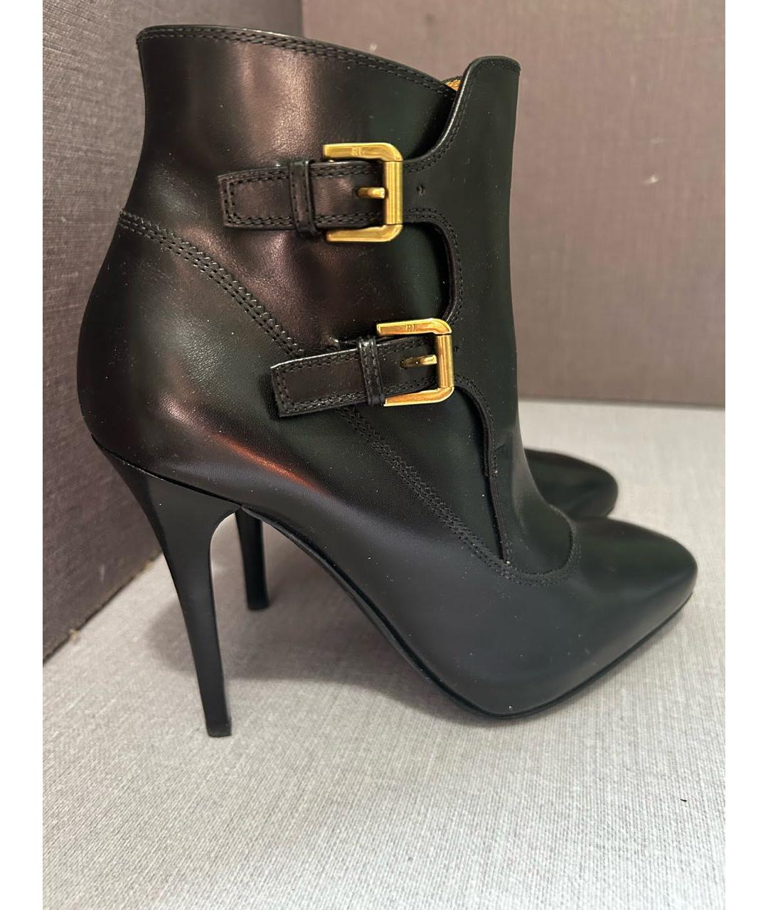 RALPH LAUREN Черные кожаные ботильоны, фото 7