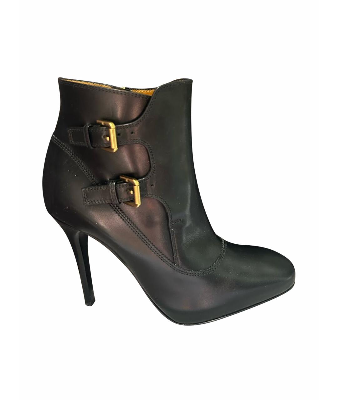 RALPH LAUREN Черные кожаные ботильоны, фото 1