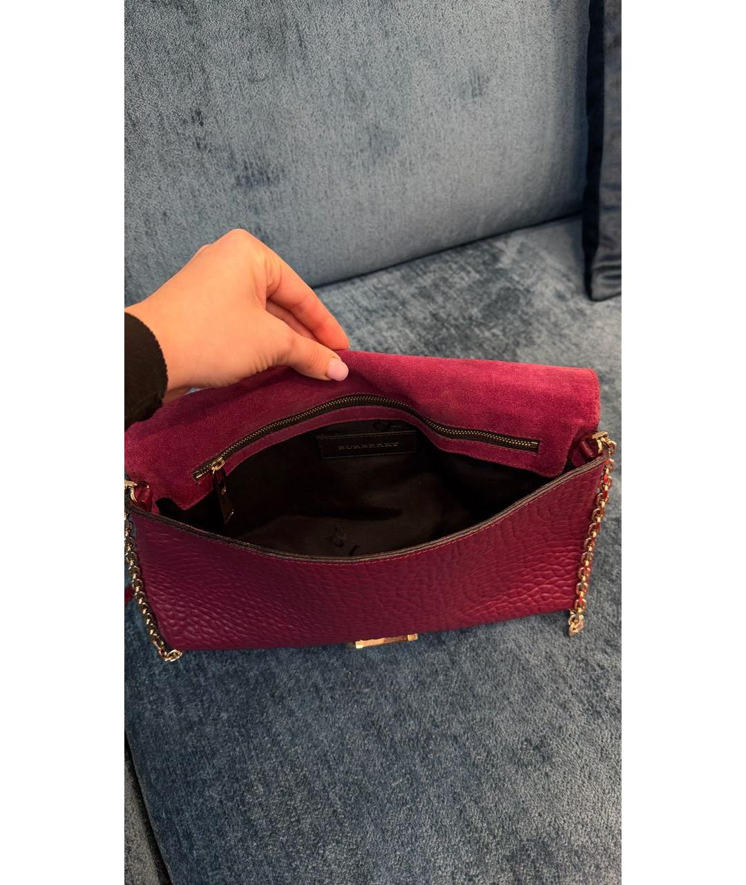 BURBERRY Бордовая кожаная сумка через плечо, фото 4