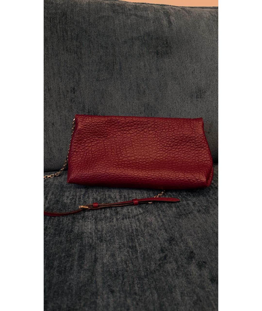 BURBERRY Бордовая кожаная сумка через плечо, фото 3