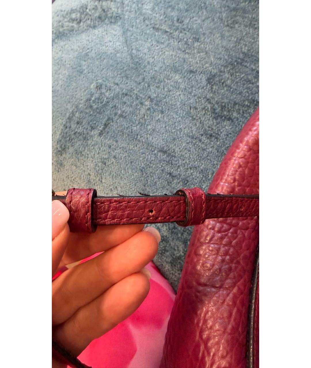 BURBERRY Бордовая кожаная сумка через плечо, фото 6