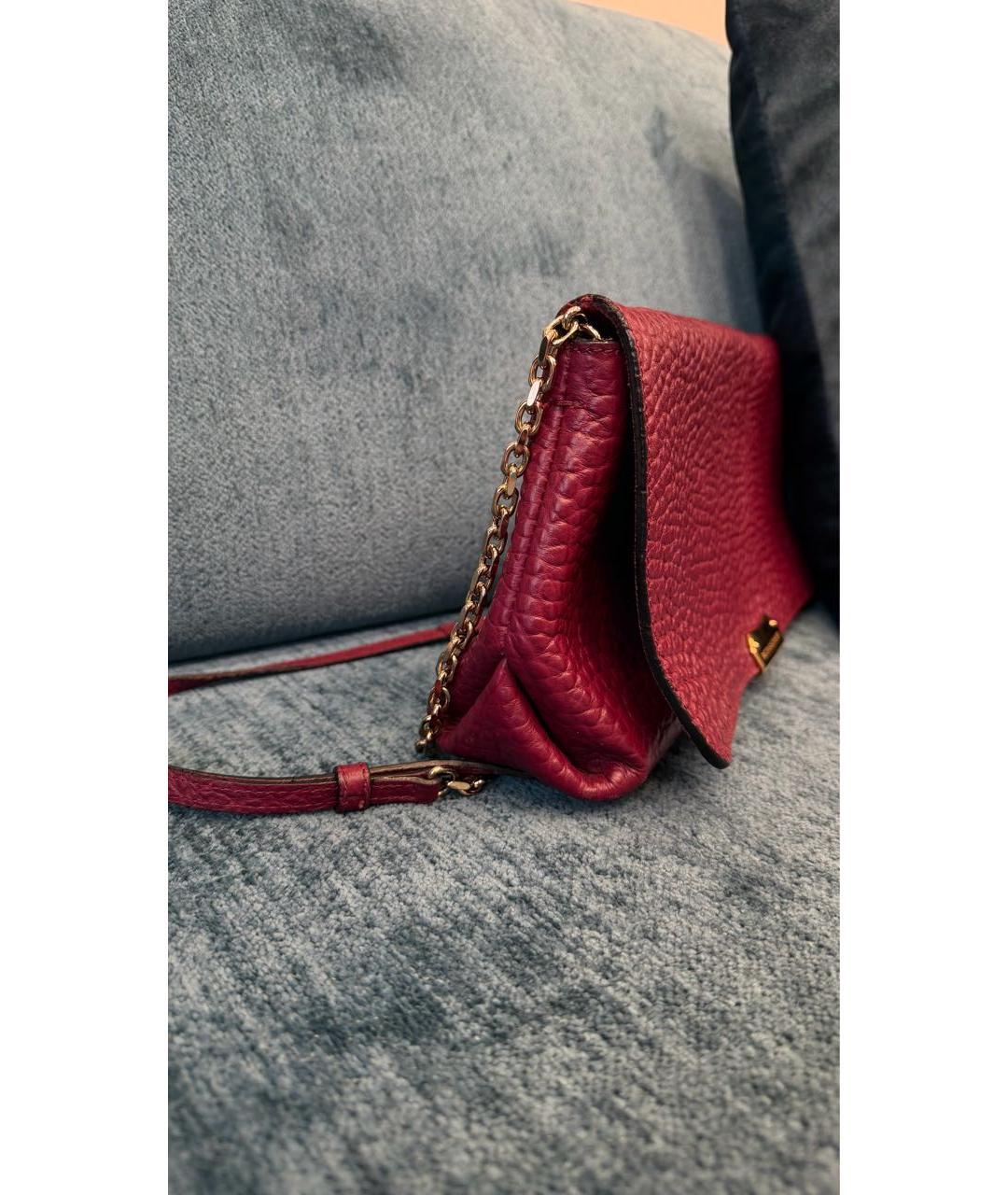 BURBERRY Бордовая кожаная сумка через плечо, фото 2