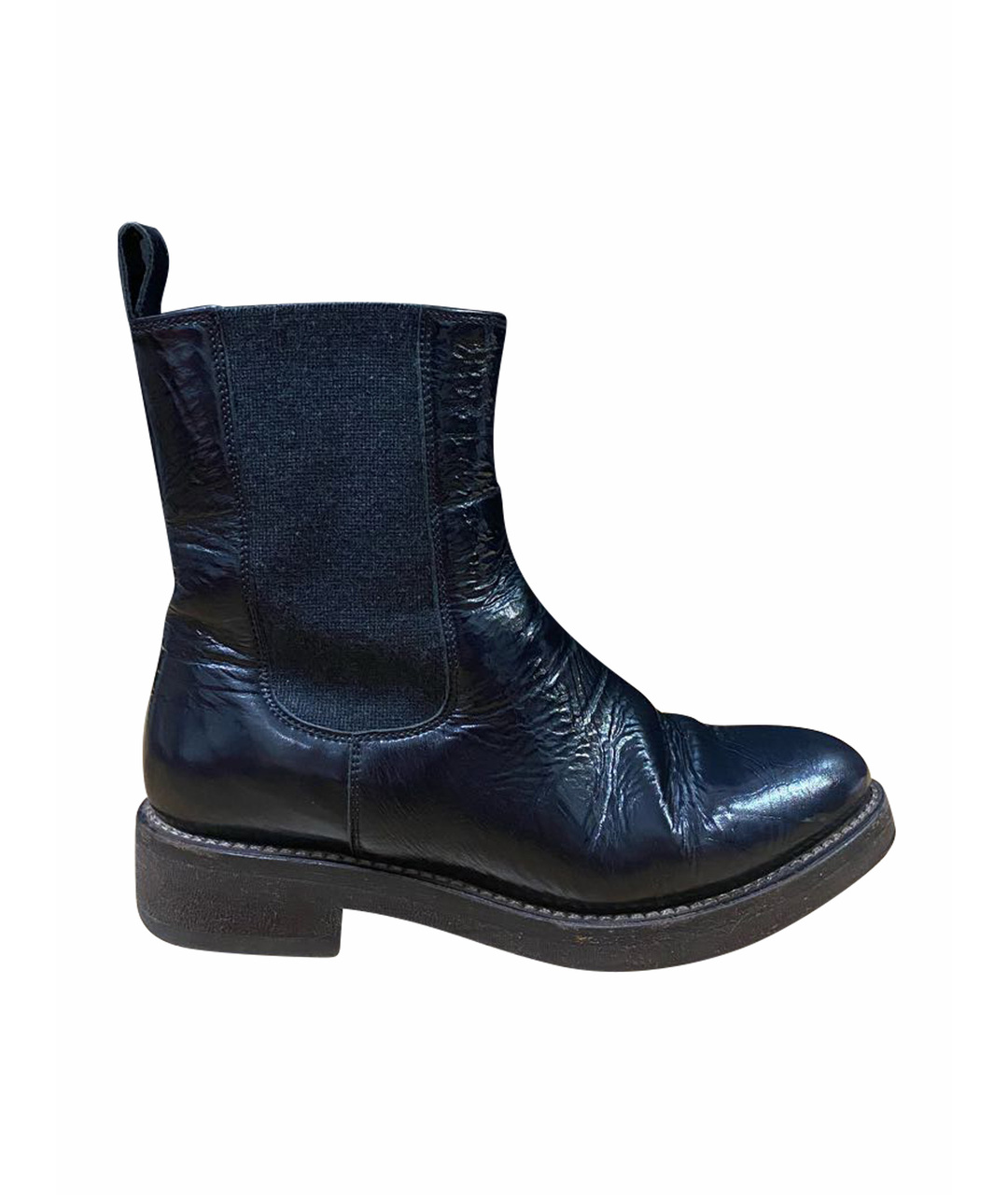 BRUNELLO CUCINELLI Темно-синие кожаные ботинки, фото 1