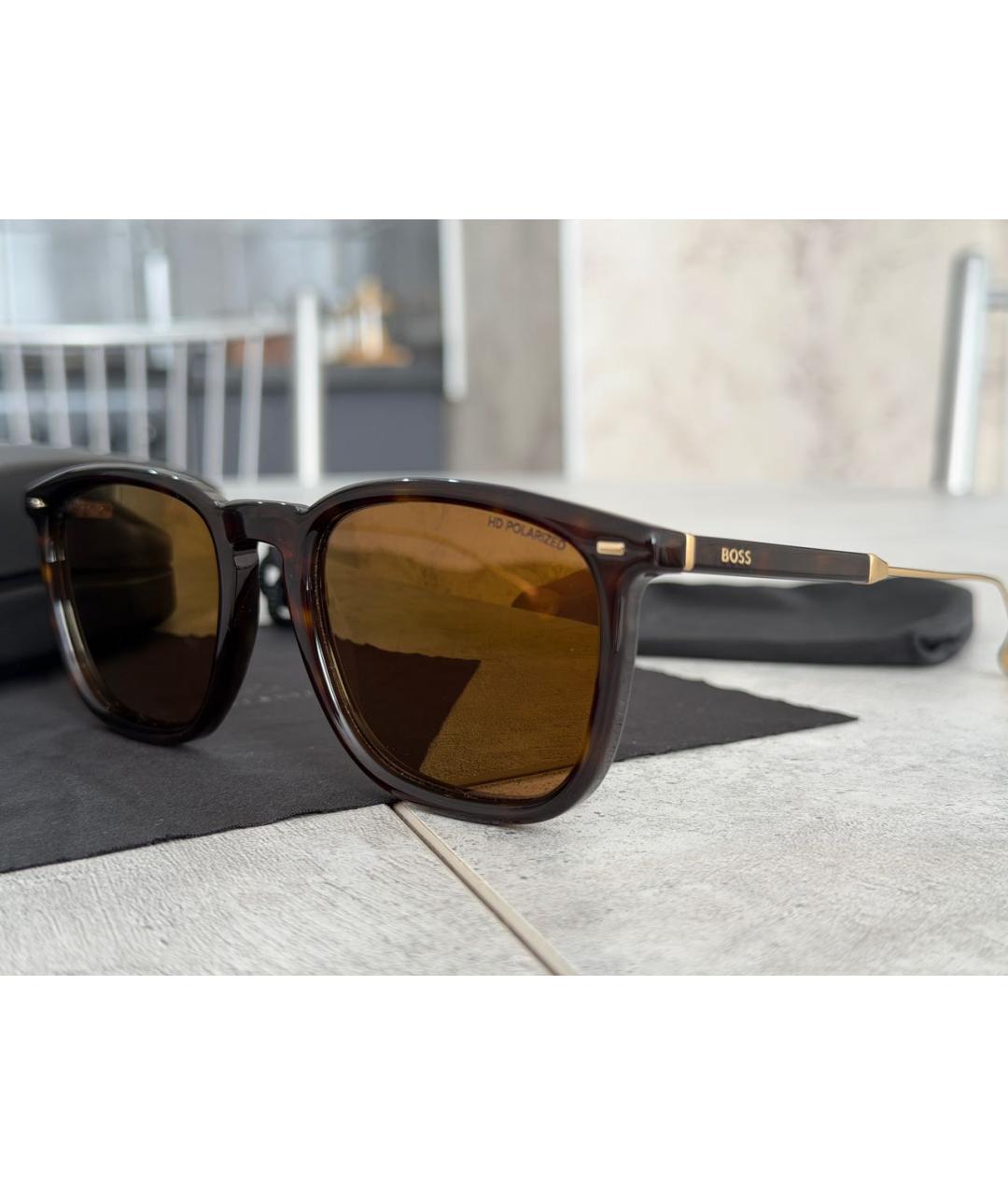 HUGO BOSS Коричневые металлические солнцезащитные очки, фото 5