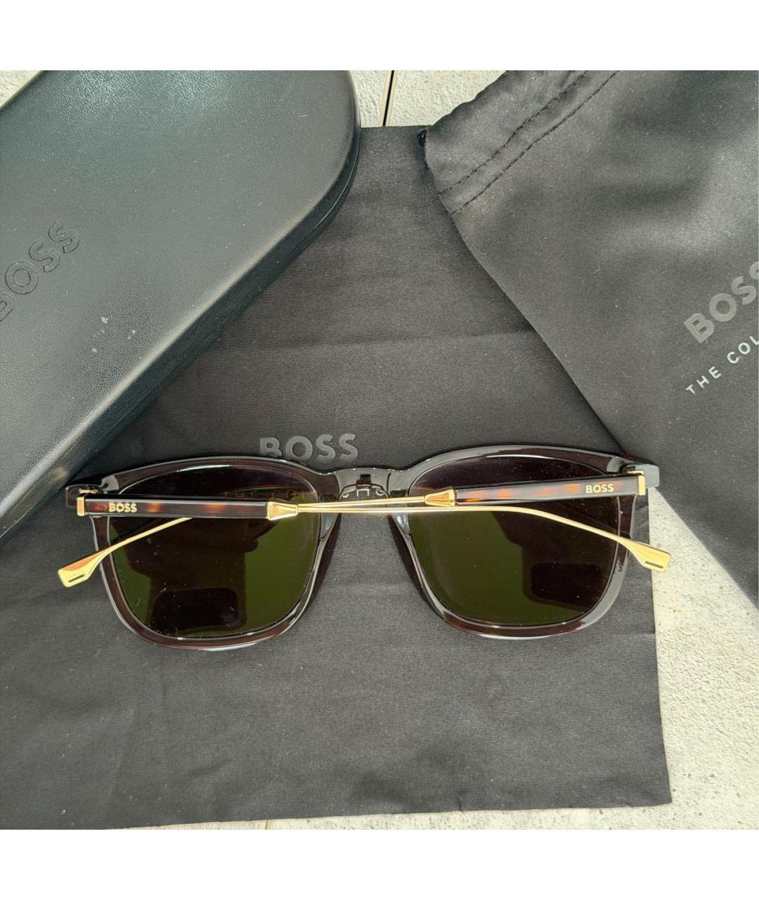 HUGO BOSS Коричневые металлические солнцезащитные очки, фото 3