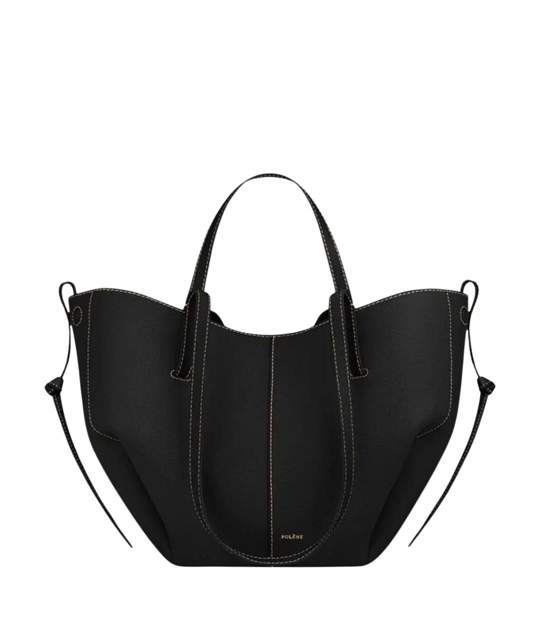 POLENE Черная кожаная сумка тоут, фото 1