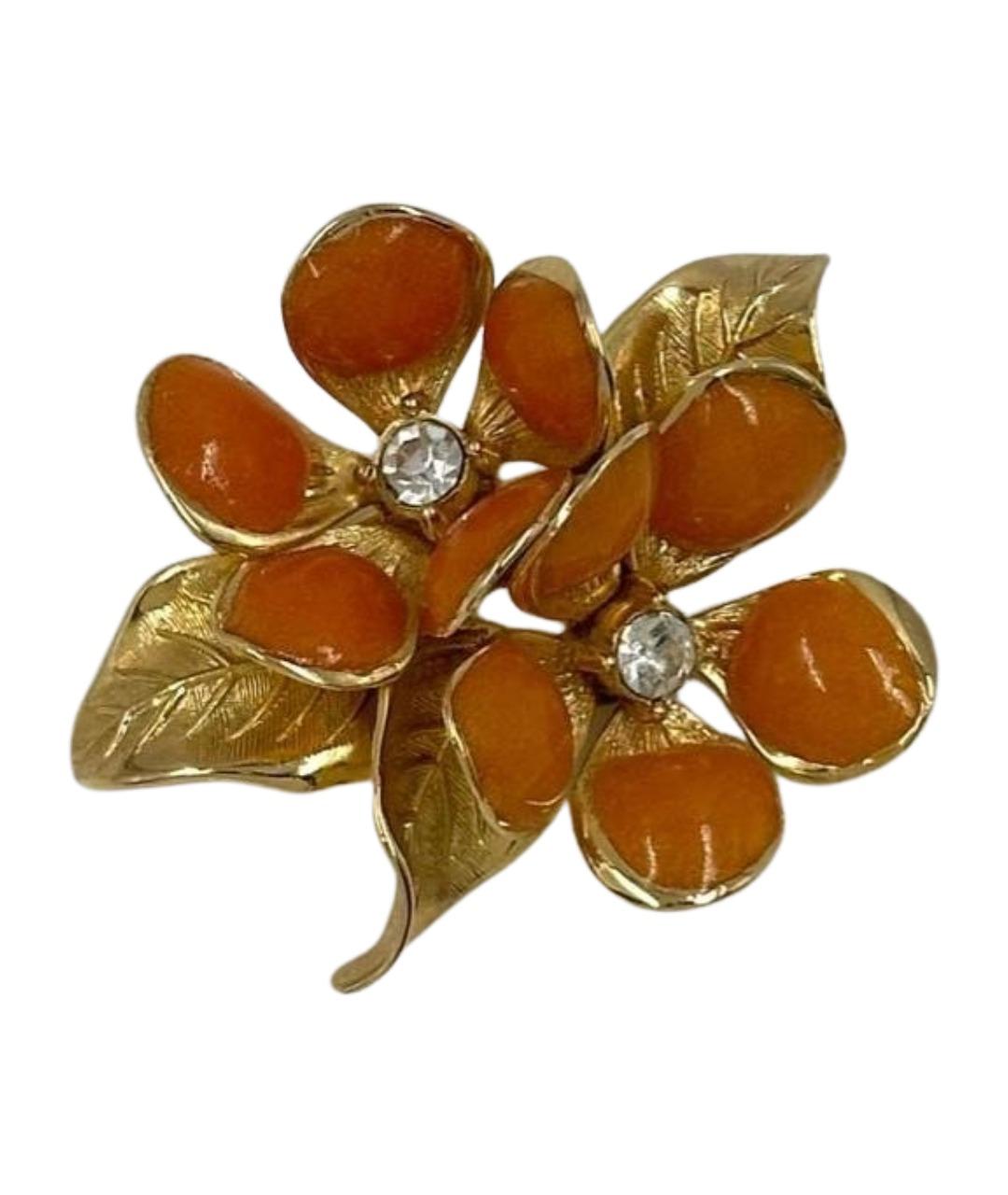 CHRISTIAN DIOR Оранжевая позолоченная булавка / брошь, фото 1