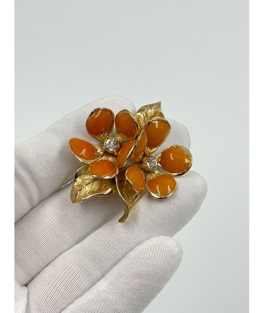 CHRISTIAN DIOR Оранжевая позолоченная булавка / брошь, фото 2