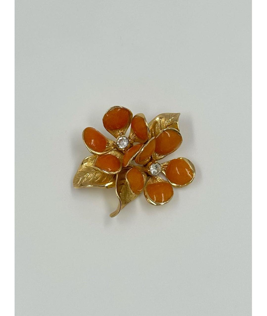 CHRISTIAN DIOR Оранжевая позолоченная булавка / брошь, фото 6