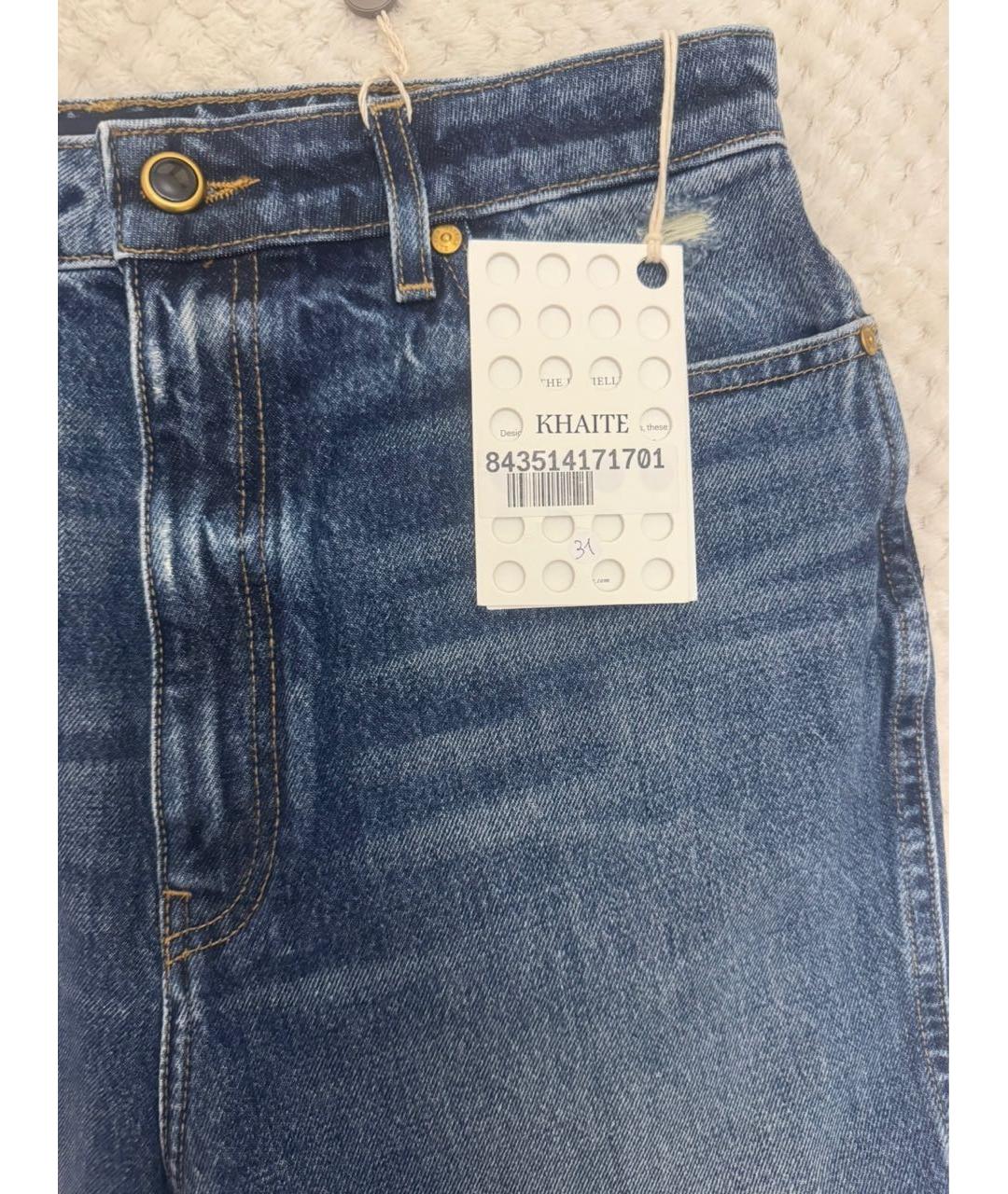 KHAITE Темно-синие хлопковые прямые джинсы, фото 3