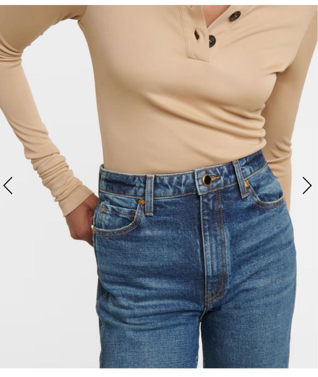 KHAITE Темно-синие хлопковые прямые джинсы, фото 8