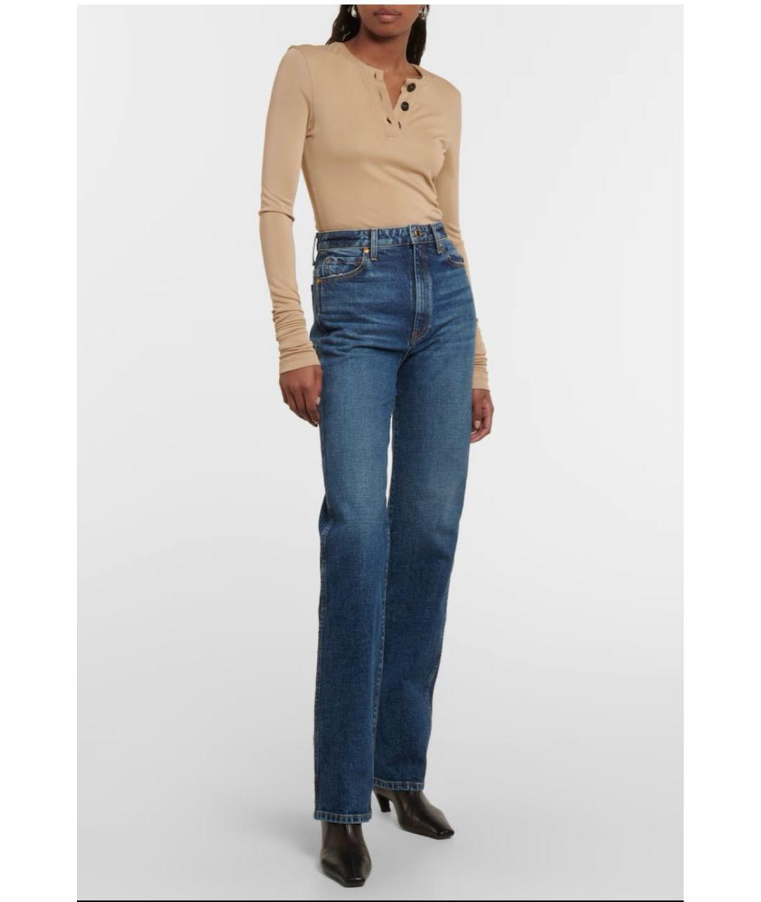 KHAITE Темно-синие хлопковые прямые джинсы, фото 6