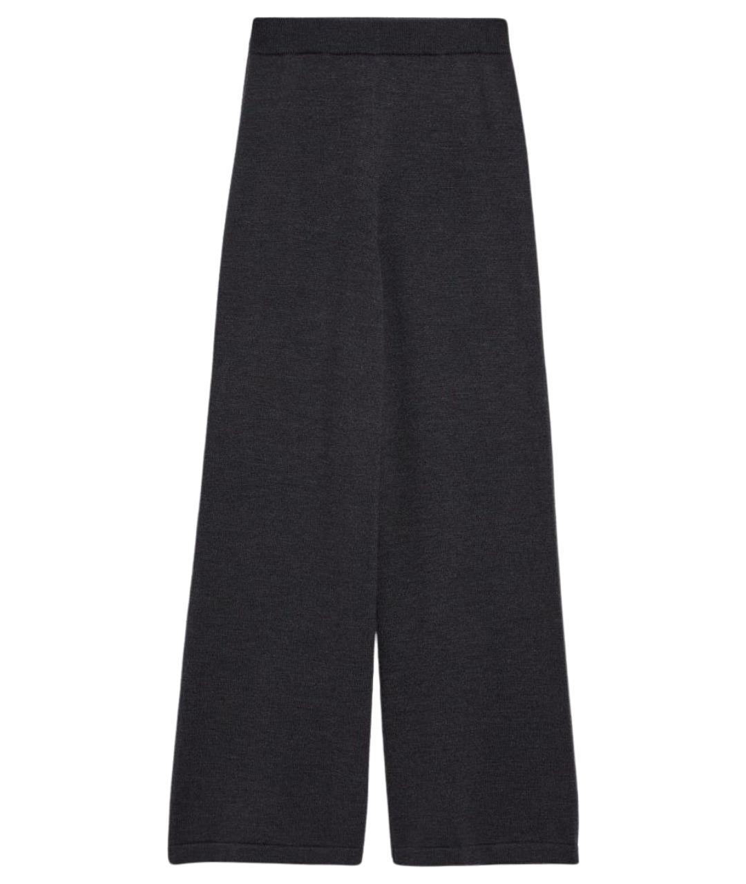 MAX MARA Антрацитовые шерстяные прямые брюки, фото 1