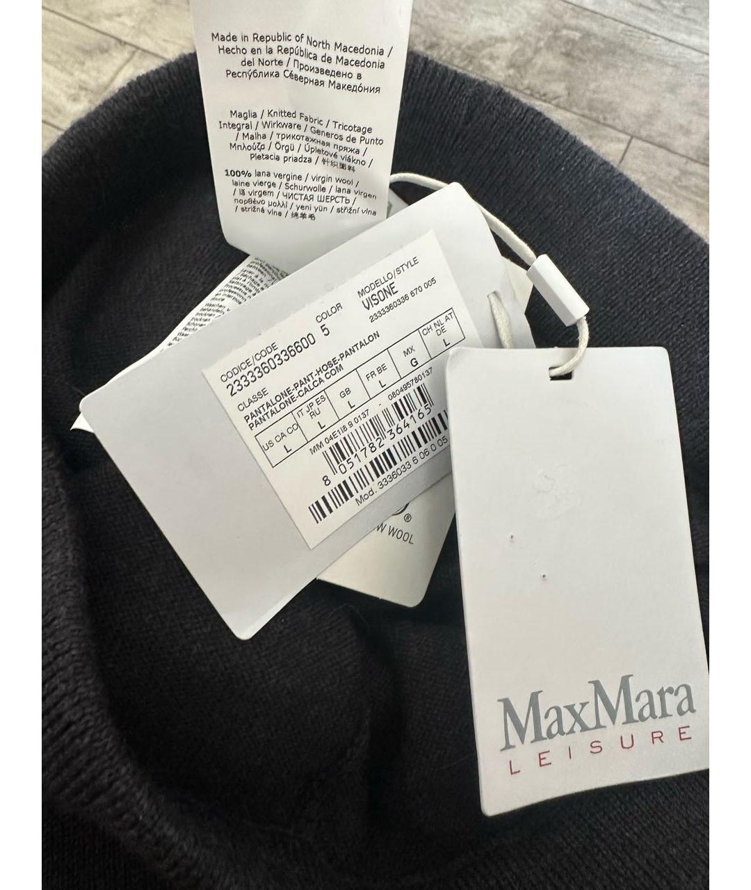 MAX MARA Антрацитовые шерстяные прямые брюки, фото 5