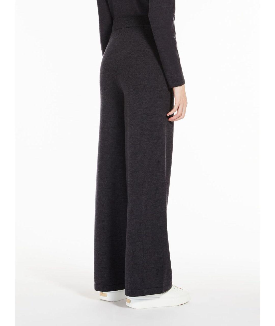 MAX MARA Антрацитовые шерстяные прямые брюки, фото 3