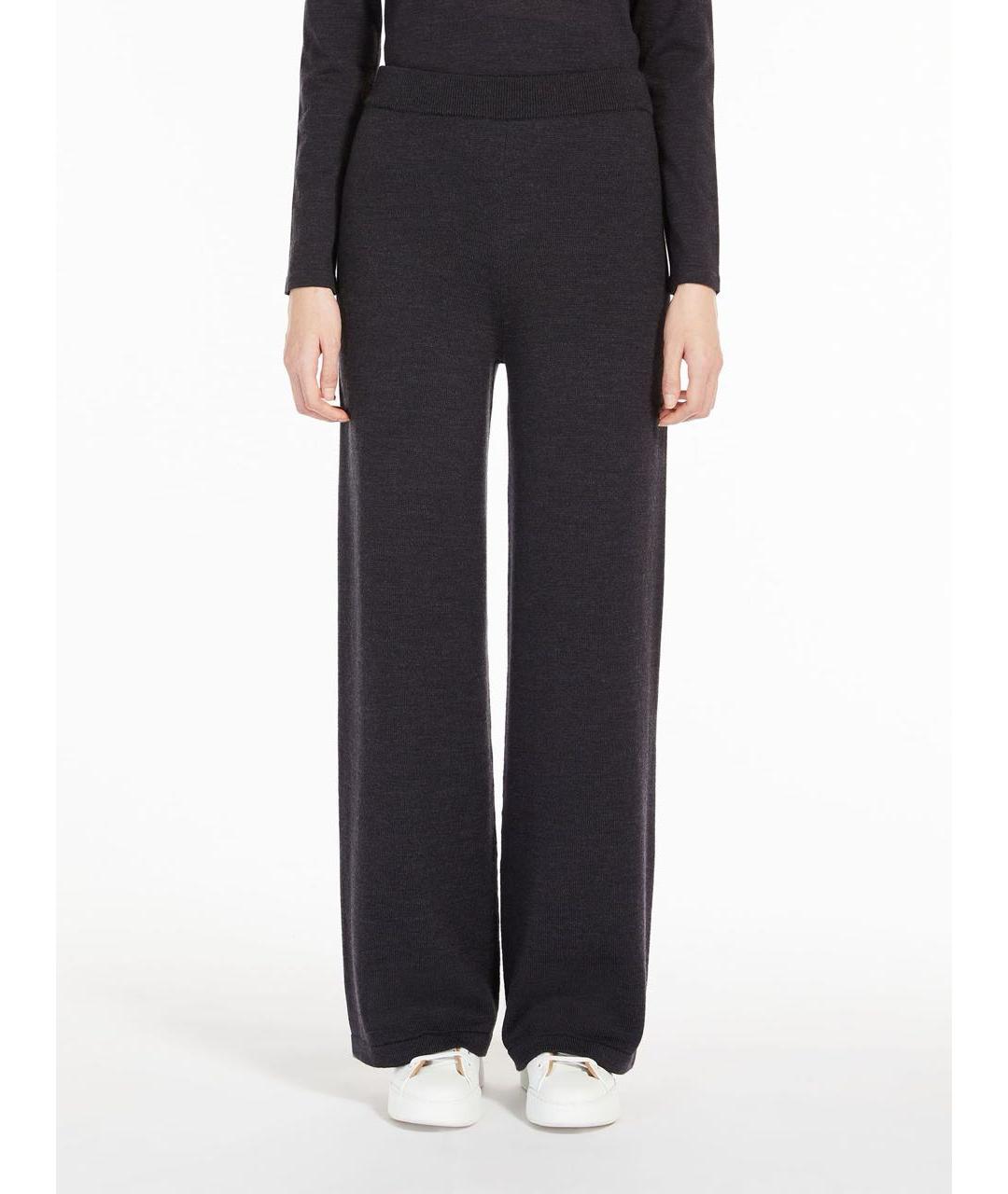 MAX MARA Антрацитовые шерстяные прямые брюки, фото 4