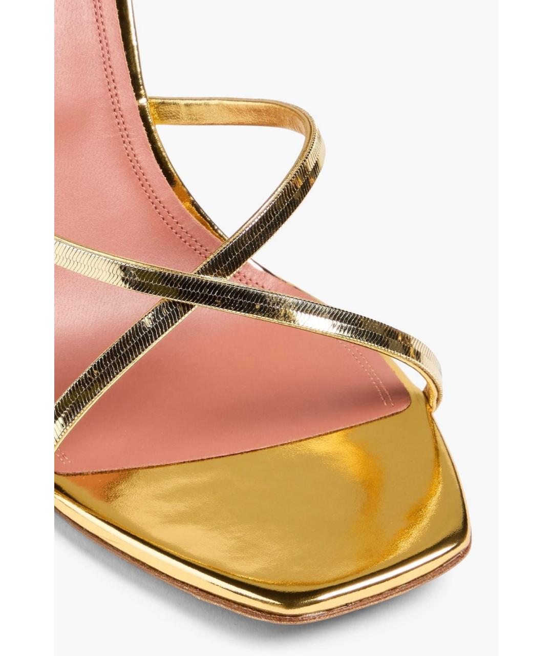 Amina Muaddi Золотые кожаные мюли, фото 4