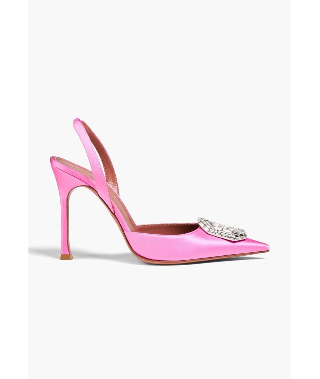Amina Muaddi Розовые текстильные туфли, фото 5