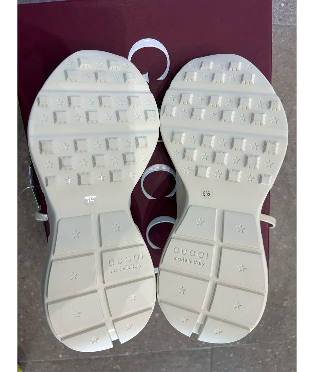 GUCCI Бежевые кожаные кроссовки, фото 6