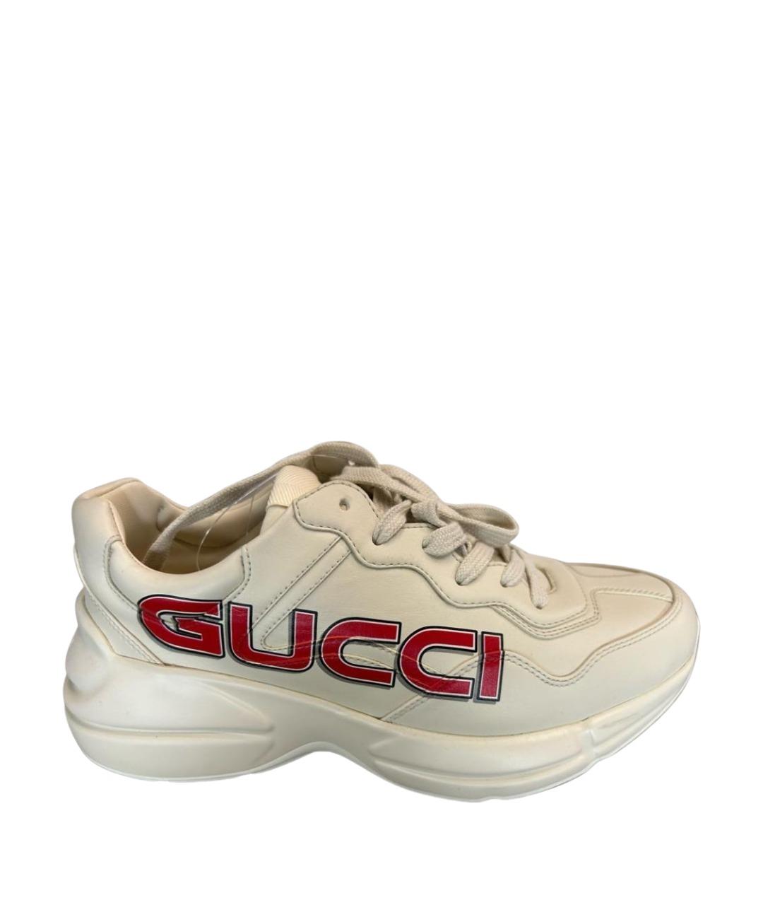 GUCCI Бежевые кожаные кроссовки, фото 1