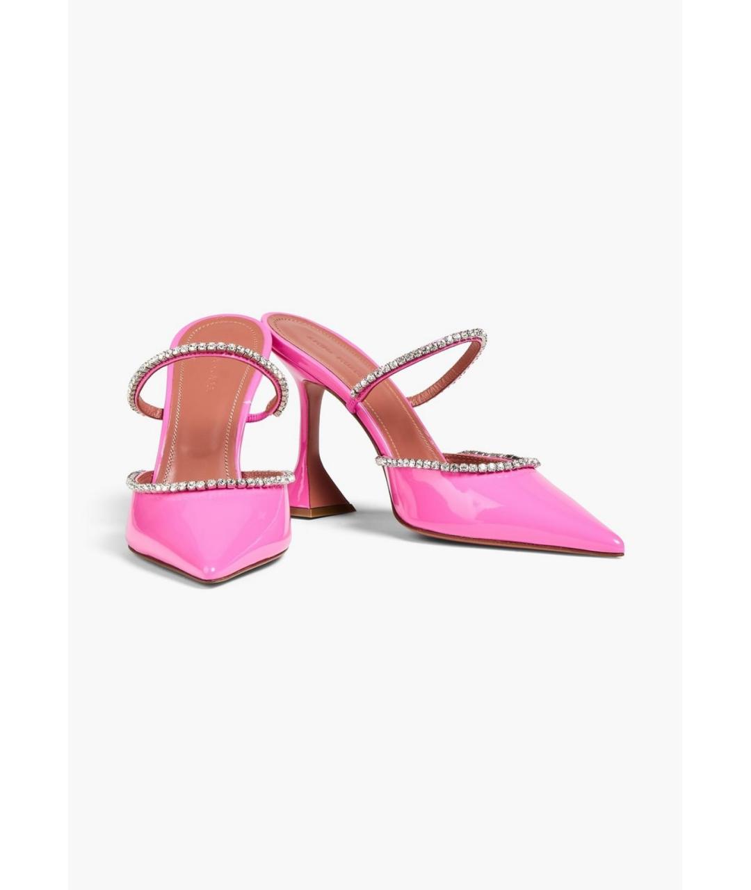 Amina Muaddi Розовые мюли из лакированной кожи, фото 2