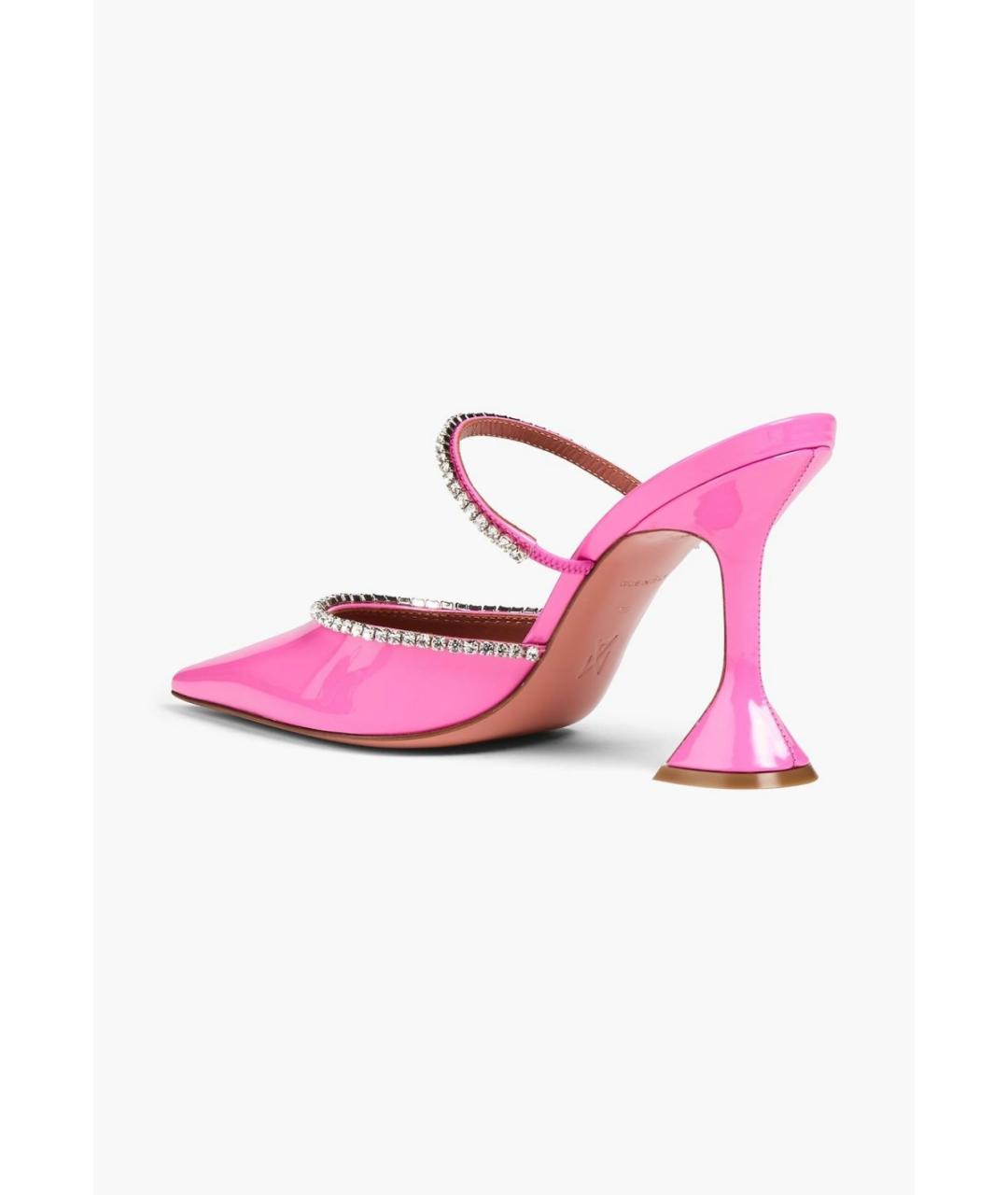 Amina Muaddi Розовые мюли из лакированной кожи, фото 4