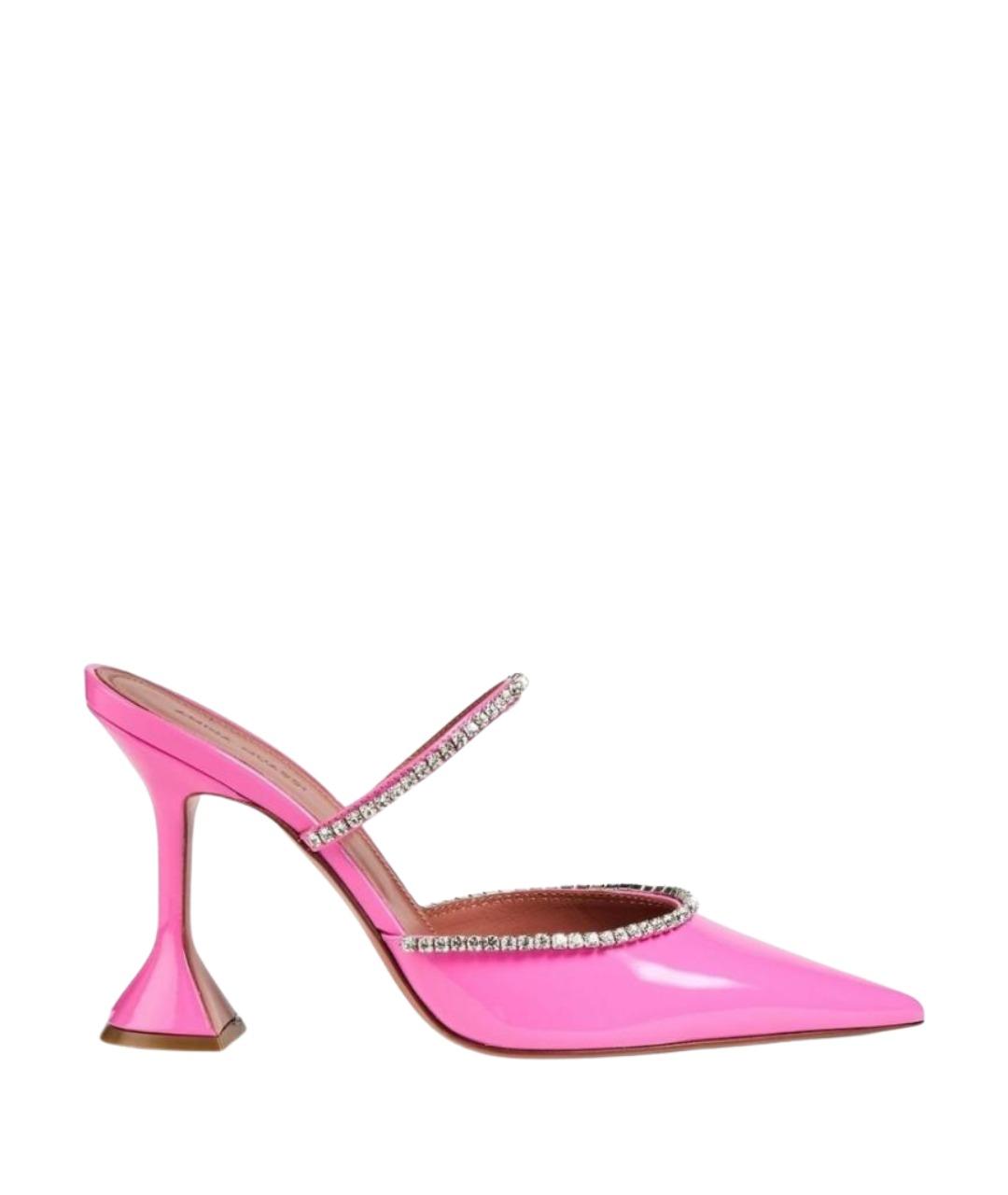 Amina Muaddi Розовые мюли из лакированной кожи, фото 1