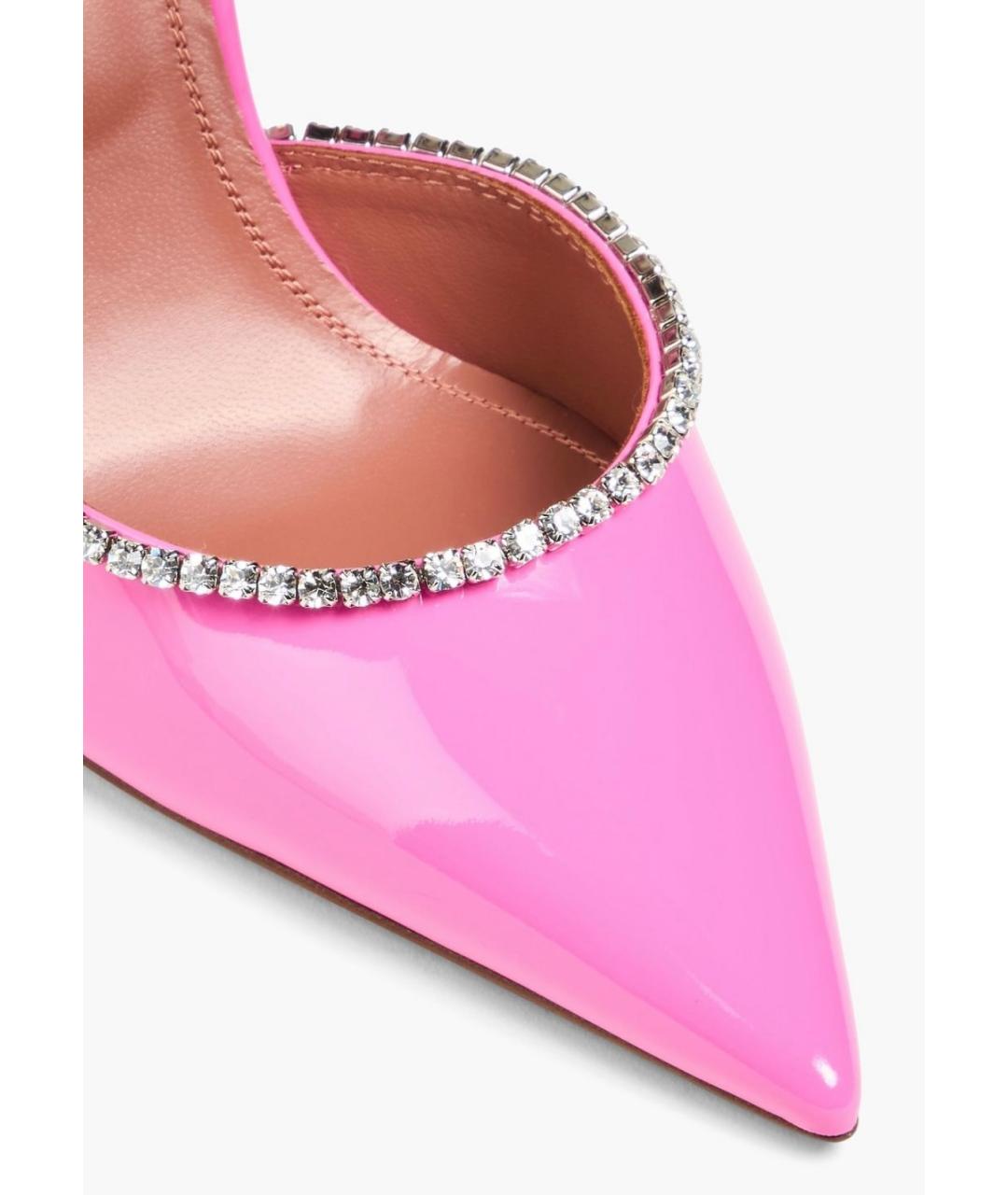 Amina Muaddi Розовые мюли из лакированной кожи, фото 3