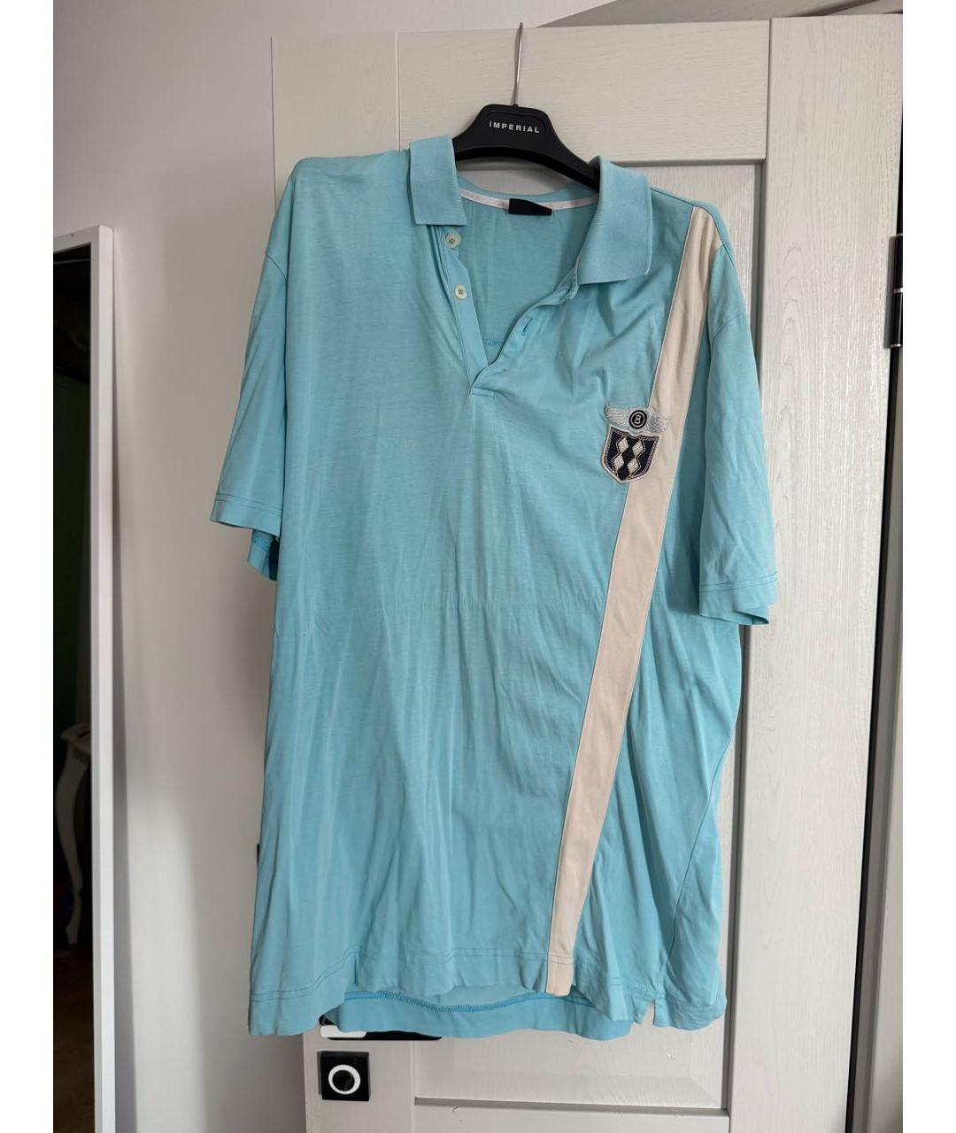 BOGNER Голубое хлопко-эластановое поло с коротким рукавом, фото 6