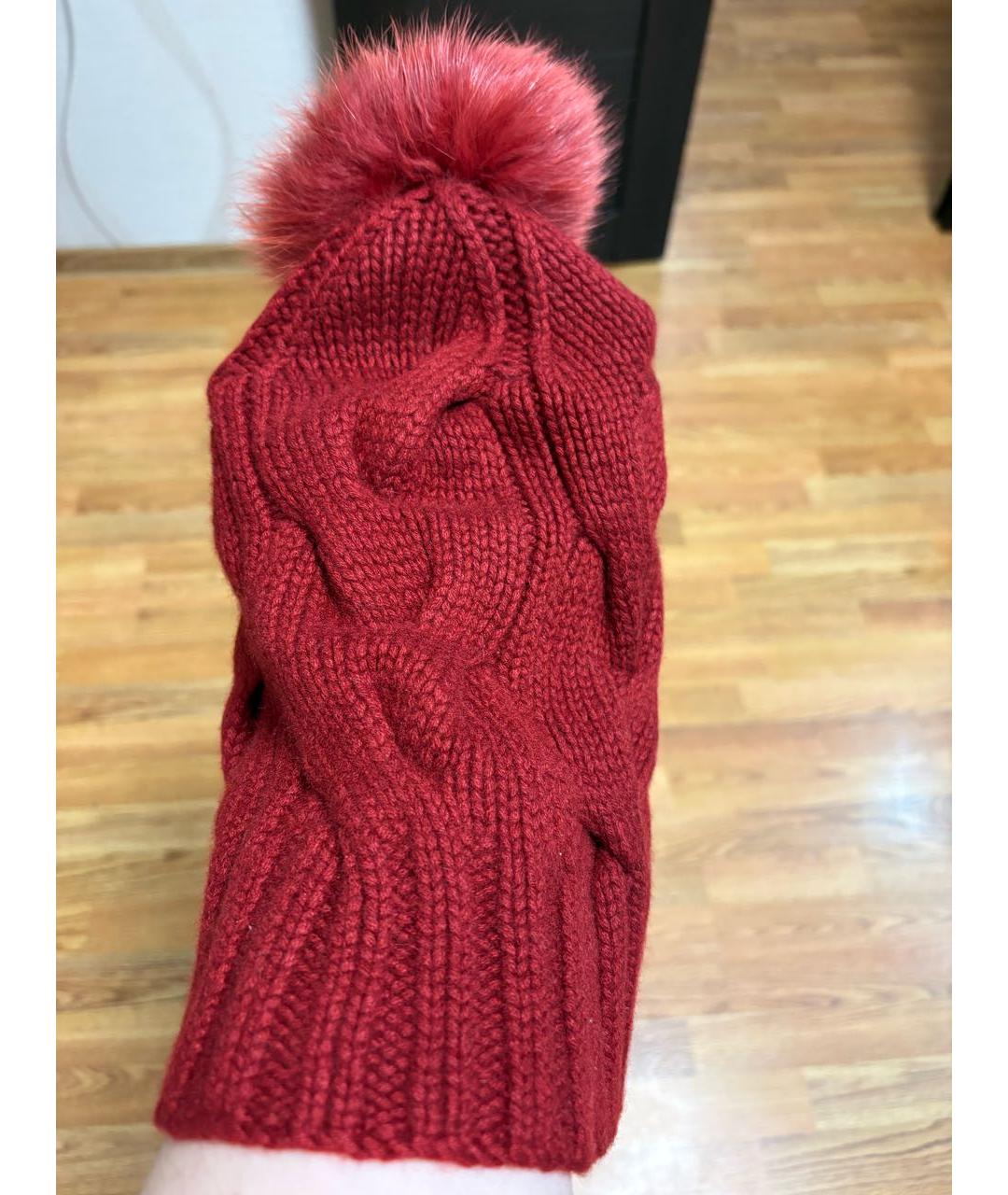 LORO PIANA Бордовая кашемировая шапка, фото 3