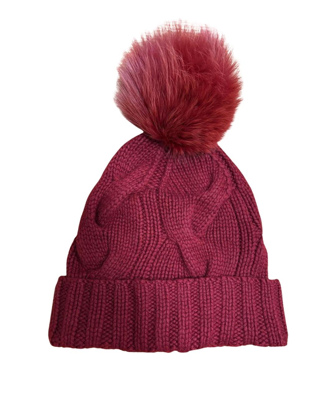 LORO PIANA Бордовая кашемировая шапка, фото 1