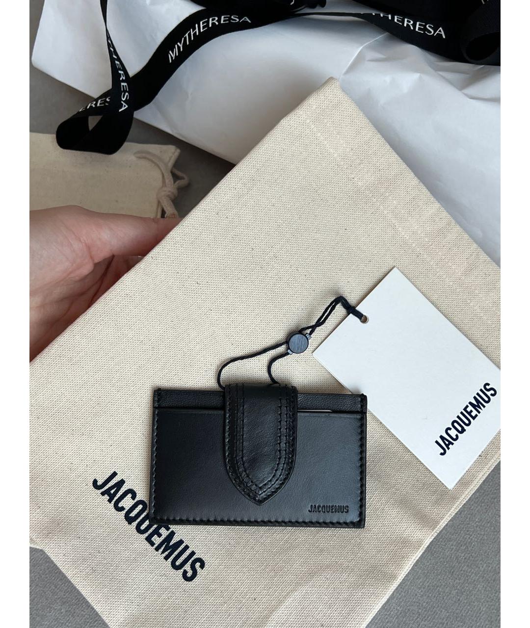 JACQUEMUS Черный кожаный кардхолдер, фото 2