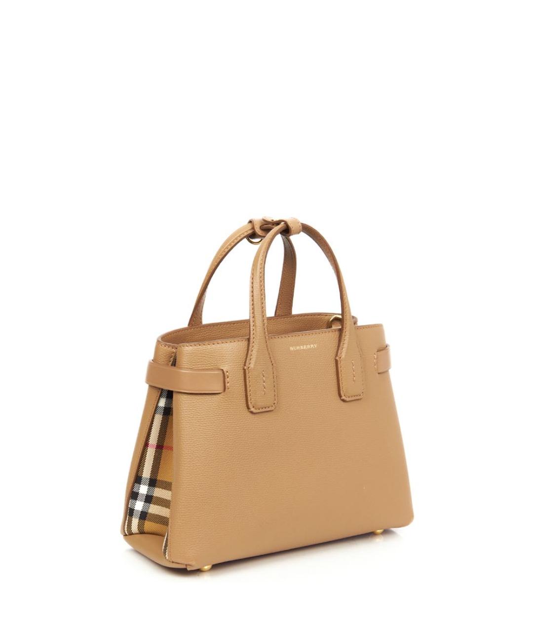 BURBERRY Бежевая кожаная сумка с короткими ручками, фото 2