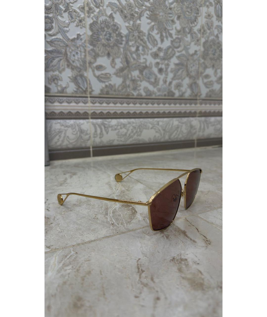 GUCCI Золотые металлические солнцезащитные очки, фото 5