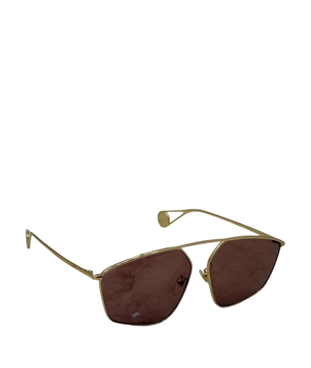 GUCCI Золотые металлические солнцезащитные очки, фото 1