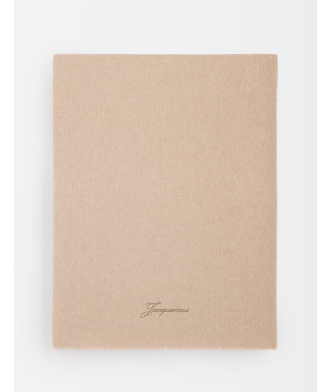 JACQUEMUS Бежевый шерстяной шарф, фото 6
