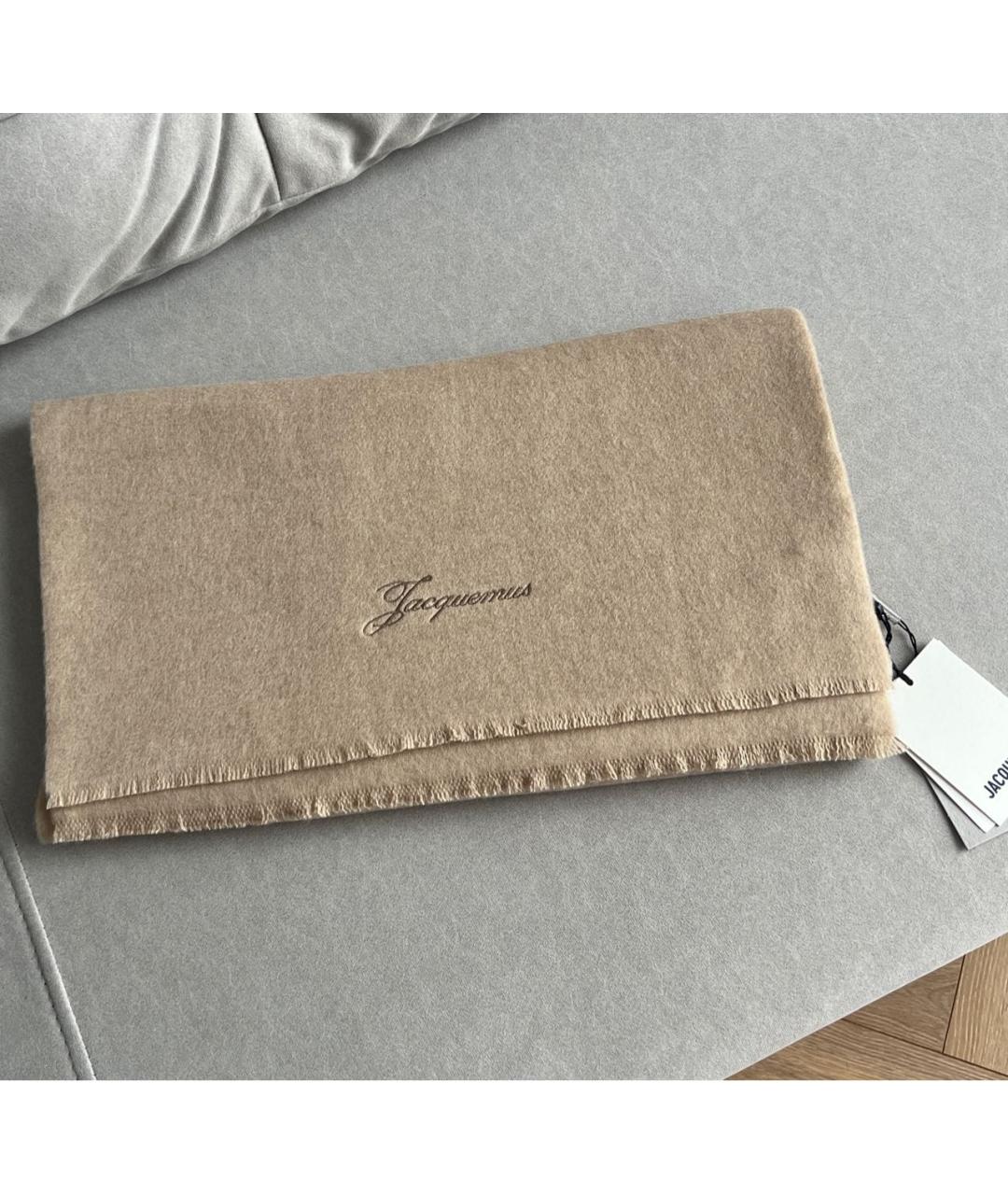 JACQUEMUS Бежевый шерстяной шарф, фото 2