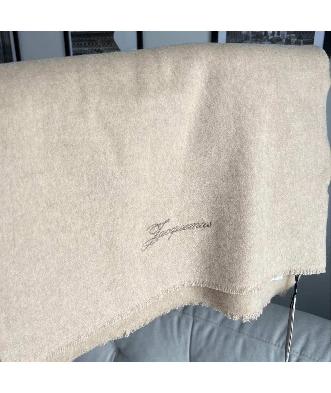 JACQUEMUS Бежевый шерстяной шарф, фото 3