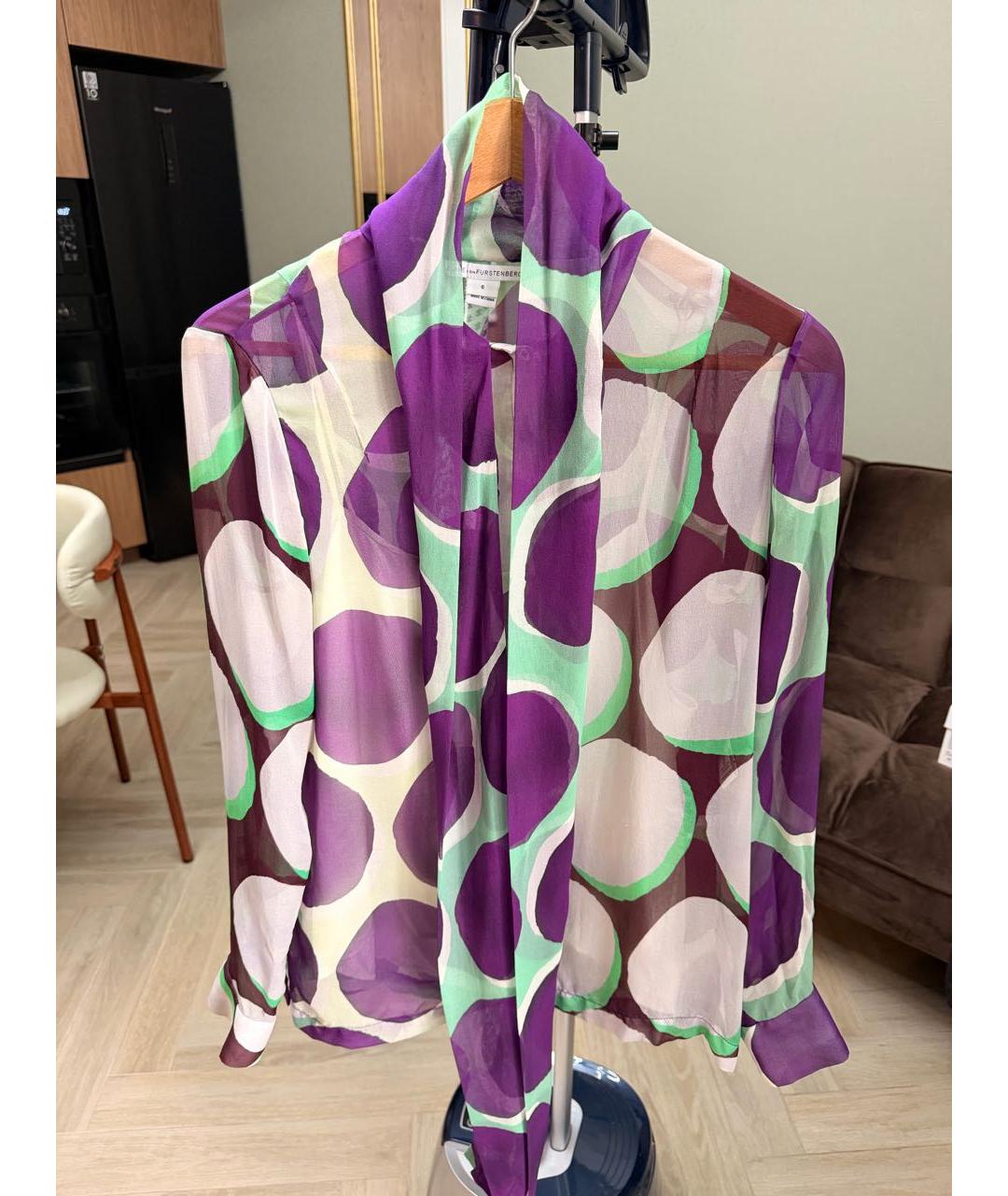 DIANE VON FURSTENBERG Фиолетовая шелковая блузы, фото 5