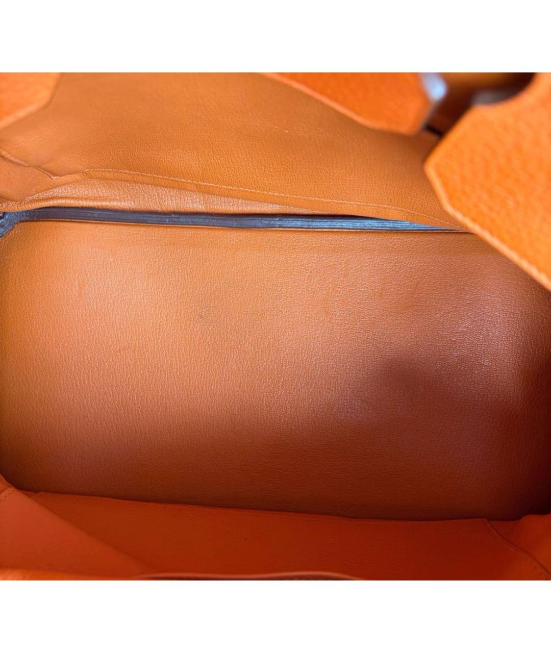 HERMES Оранжевая кожаная сумка с короткими ручками, фото 3