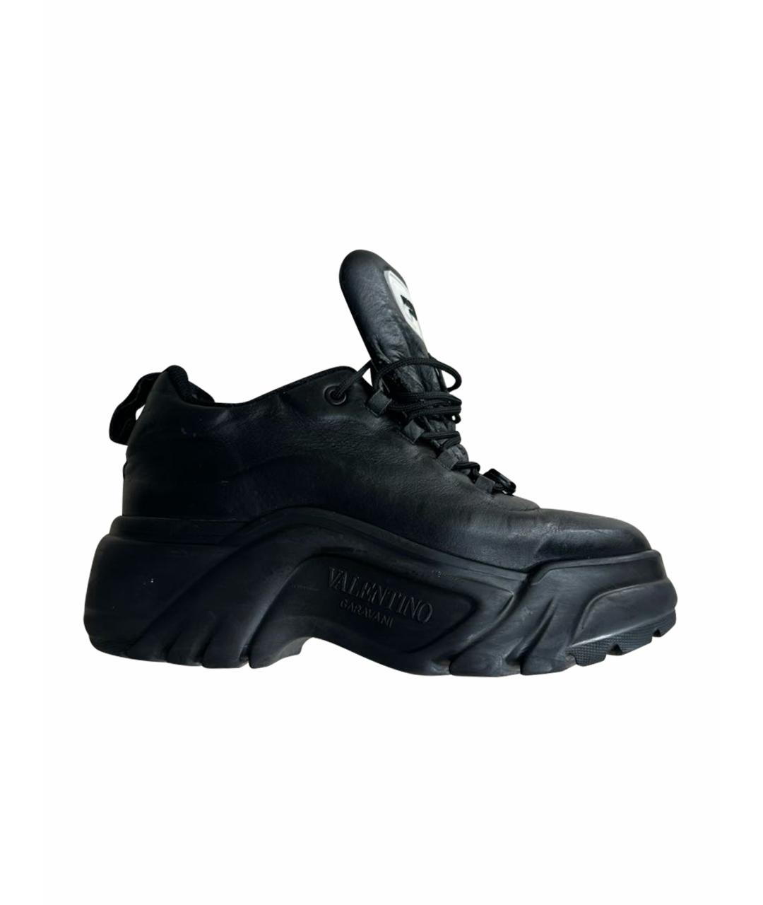 VALENTINO Черные кожаные кроссовки, фото 1