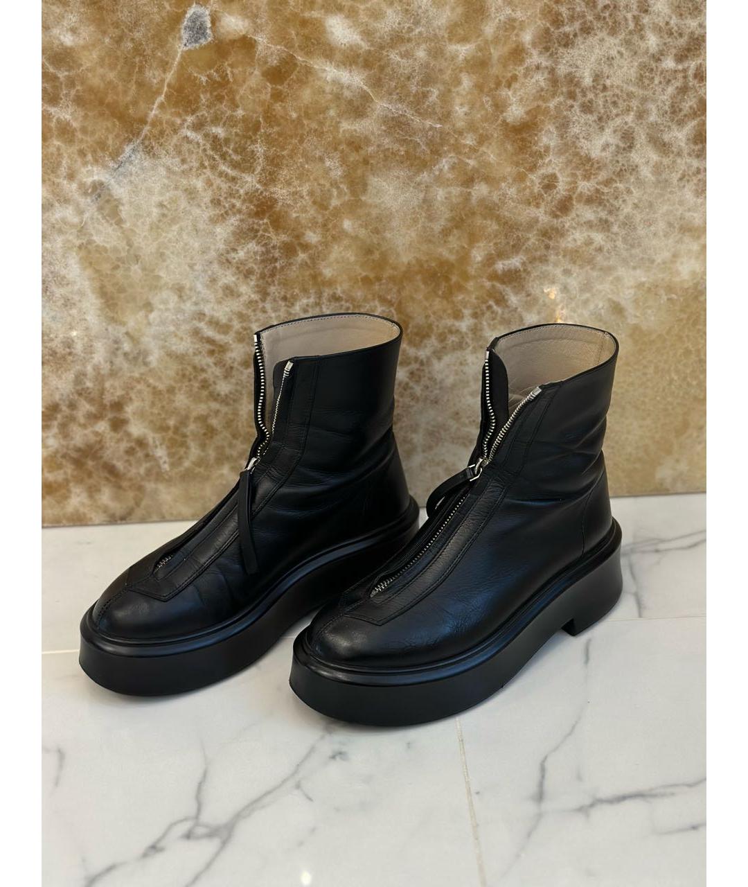 THE ROW Черные кожаные ботильоны, фото 6