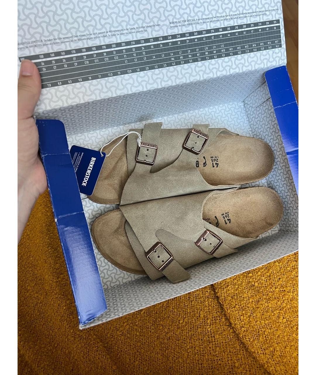 BIRKENSTOCK Бежевые замшевые сандалии, фото 8