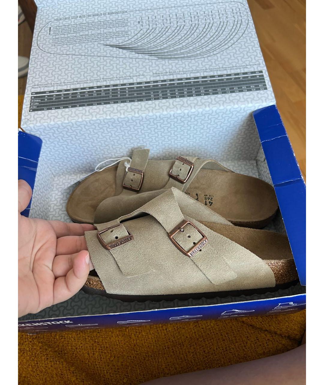 BIRKENSTOCK Бежевые замшевые сандалии, фото 4