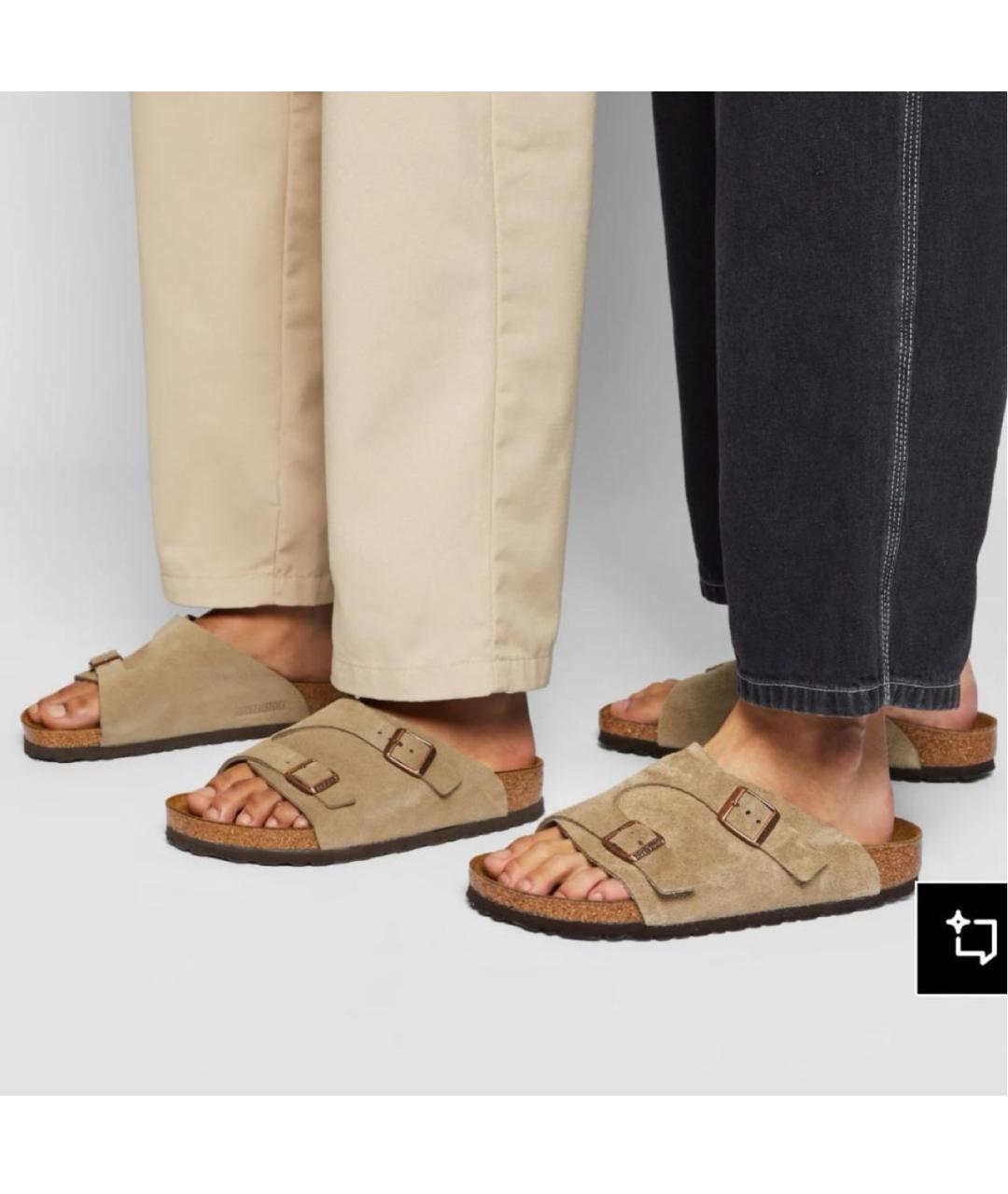 BIRKENSTOCK Бежевые замшевые сандалии, фото 3