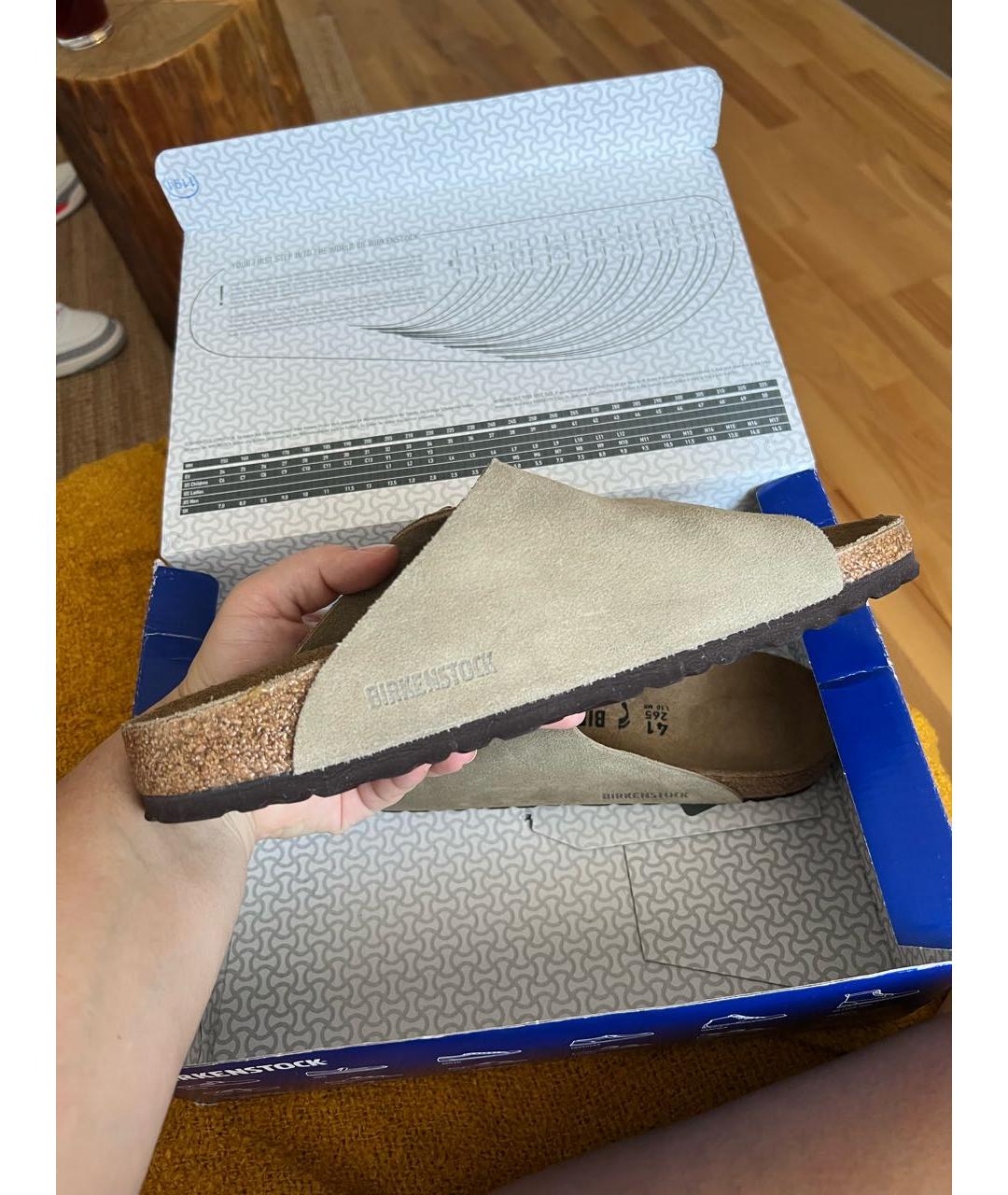 BIRKENSTOCK Бежевые замшевые сандалии, фото 6