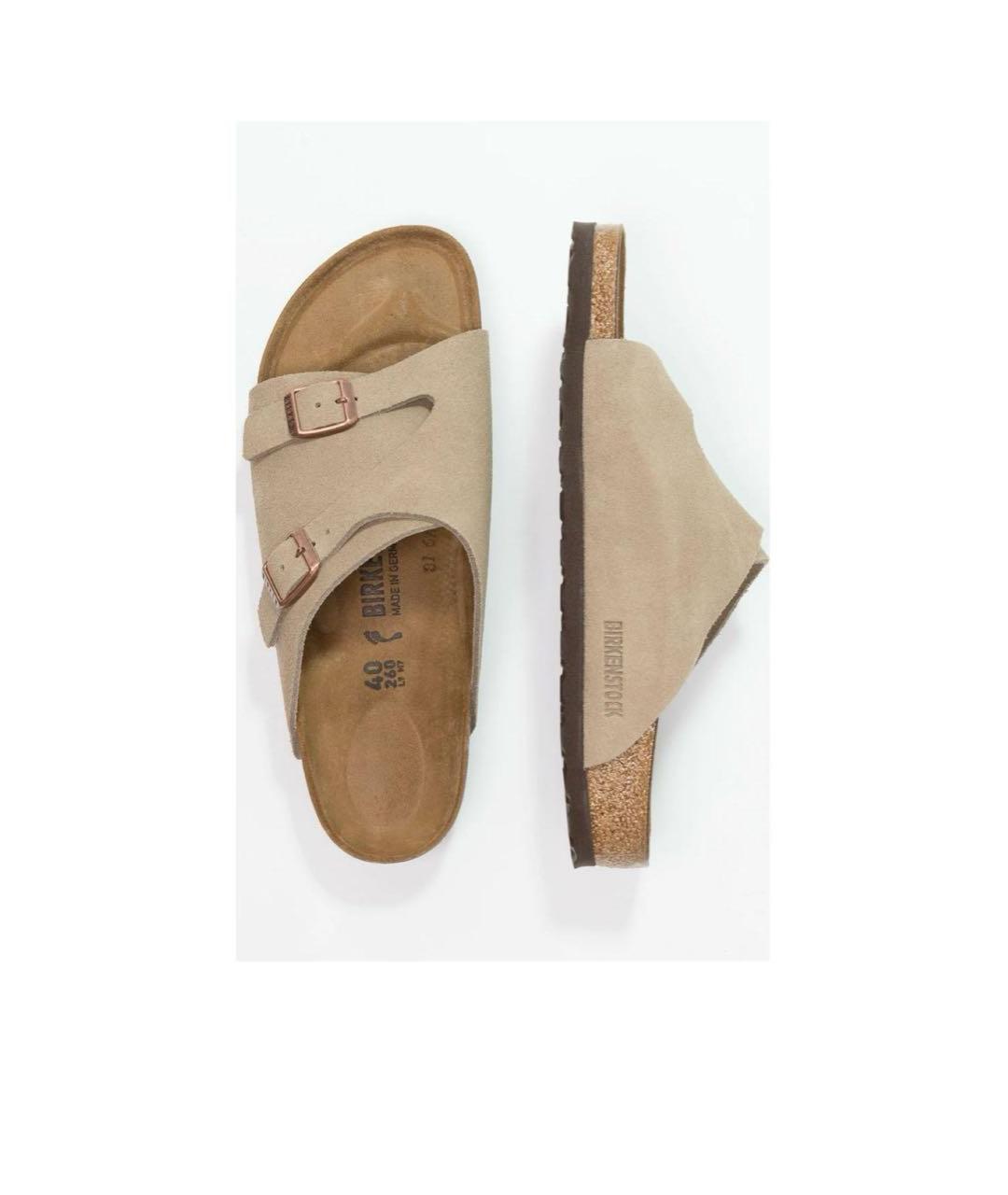 BIRKENSTOCK Бежевые замшевые сандалии, фото 9