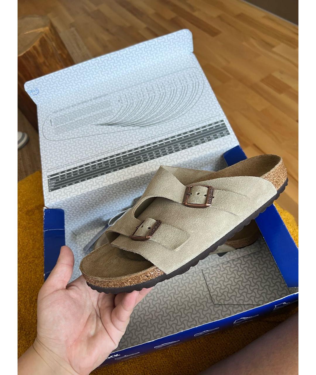 BIRKENSTOCK Бежевые замшевые сандалии, фото 7