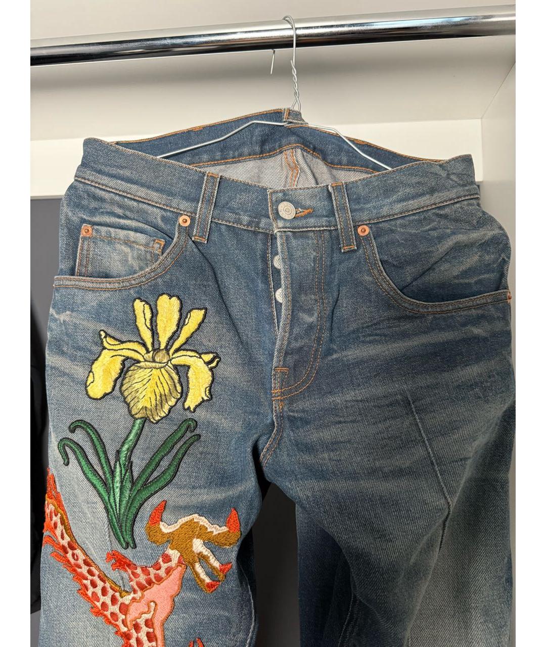 GUCCI Мульти хлопковые прямые джинсы, фото 3